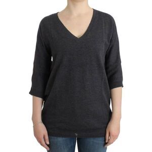 Costume National Chic V-Neck Alpaca Blend Short Sleeve Women's Sweater